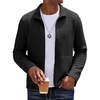 image:imageCOOFANDY Mens Lightweight Varsity Jacket Casual Bomber Jackets Waffle Zip Up Sweatshirts with PocketBlack
