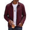 image:imageCOOFANDY Mens Lightweight Varsity Jacket Casual Bomber Jackets Waffle Zip Up Sweatshirts with PocketDark Red