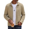 image:imageCOOFANDY Mens Lightweight Varsity Jacket Casual Bomber Jackets Waffle Zip Up Sweatshirts with PocketKahki