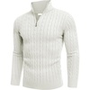 image:imageCOOFANDY Mens Quarter Zip Sweater Slim Fit Casual Knitted Turtleneck Pullover Mock Neck Polo SweaterWhite