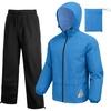 image:imageCOOFANDY Mens Rain Suit 2 Piece Waterproof Breathable Rain Gear Lightweight Rain Jacket Pants Rainwear SuitBlueBlack