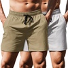 image:imageCOOFANDY Mens Running Athletic Shorts 5 Inch 2 Pack Gym Workout Shorts Fitted Exercise Hiking Shorts with Zipper PocketKhakiLight Grey
