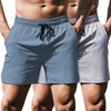 image:imageCOOFANDY Mens Running Athletic Shorts 5 Inch 2 Pack Gym Workout Shorts Fitted Exercise Hiking Shorts with Zipper PocketLight BlueGrey