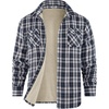 image:imageCOOFANDY Mens Sherpa Lined Flannel Shirt Jacket Long Sleeve Button Up Fleece Plaid ShirtsNavy White Khaki Plaid