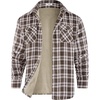image:imageCOOFANDY Mens Sherpa Lined Flannel Shirt Jacket Long Sleeve Button Up Fleece Plaid ShirtsWhite Brown Plaid