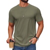 image:imageCOOFANDY Mens T Shirt Short Sleeve Cotton Blend TShirts Crew Neck Casual Summer Basic Tee ShirtsArmy Green