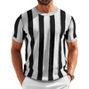 image:imageCOOFANDY Mens T Shirts Short Sleeve Knit Sweater Shirt Casual Crewneck Ribbed Pullover TeesLight Grey  Black Stripes