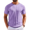 image:imageCOOFANDY Mens T Shirts Short Sleeve Knit Sweater Shirt Casual Crewneck Ribbed Pullover TeesLilac