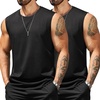 image:imageCOOFANDY Mens Tank Top Cotton Workout Sleeveless Muscle T Shirts Casual Summer Tank ShirtsBlackBlack 2 Pcs