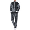 image:imageCOOFANDY Mens Tracksuit 2 Piece Set Velour Sweatsuit Jogging Suits Full Zip Jacket Pants OutfitsDark Grey