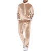 image:imageCOOFANDY Mens Tracksuit 2 Piece Set Velour Sweatsuit Jogging Suits Full Zip Jacket Pants OutfitsLight Khaki