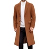 image:imageCOOFANDY Mens Trench Coat Long Casual Single Brested Overcoat Winter Notched Collar Wool Blend Pea coat With PocketsBrown