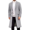 image:imageCOOFANDY Mens Trench Coat Long Casual Single Brested Overcoat Winter Notched Collar Wool Blend Pea coat With PocketsLight Grey