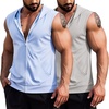 image:imageCOOFANDY Mens Workout Hooded Tank Tops 2 Pack Zip Up Sleeveless Gym Shirts Muscle Cut Off T Shirt Bodybuilding HoodiesLight GreySky Blue2pcs