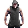 image:imageCOOFANDY Mens Workout Hooded Tank Tops Bodybuilding Muscle Cut Off T Shirt Sleeveless Gym HoodiesDark Grey