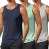 image:imageCOOFANDY Mens Workout Tank Tops UPF 50 Sleeveless Gym Muscle Shirts Cooling Quick Dry Bodybuilding Tanks for Swim BeachLight GrayNavy BlueLight Green