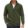 image:imageCOOFANDY Mens Zip Up Sweatshirt Mock Neck Quilted Jacket Casual Lightweight Sweater Jackets with PocketArmy Green