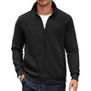 image:imageCOOFANDY Mens Zip Up Sweatshirt Mock Neck Quilted Jacket Casual Lightweight Sweater Jackets with PocketBlack