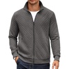 image:imageCOOFANDY Mens Zip Up Sweatshirt Mock Neck Quilted Jacket Casual Lightweight Sweater Jackets with PocketDark Grey