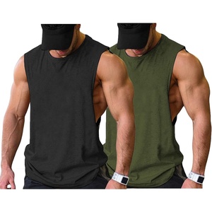 image:imageCOOFANDY Men Workout Tank Top 2 Pack Gym Bodybuilding Sleeveless Muscle T ShirtsBlackArmy Green2pcs
