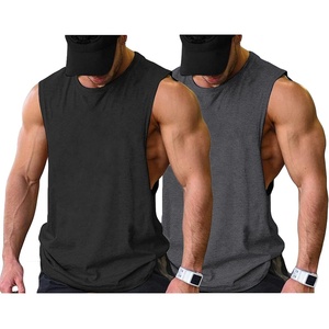 image:imageCOOFANDY Men Workout Tank Top 2 Pack Gym Bodybuilding Sleeveless Muscle T ShirtsBlackDark Grey2pcs