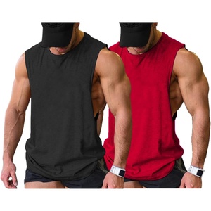 image:imageCOOFANDY Men Workout Tank Top 2 Pack Gym Bodybuilding Sleeveless Muscle T ShirtsBlackRed2pcs