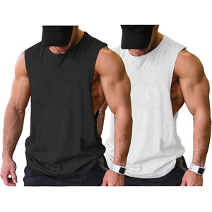 image:imageCOOFANDY Men Workout Tank Top 2 Pack Gym Bodybuilding Sleeveless Muscle T ShirtsBlackWhite2pcs