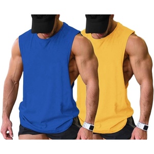 image:imageCOOFANDY Men Workout Tank Top 2 Pack Gym Bodybuilding Sleeveless Muscle T ShirtsBlueyellow
