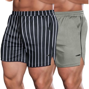 image:imageCOOFANDY Mens 2 Pack Gym Workout Shorts Quick Dry Athletic Shorts 5 Inch Lightweight Sports Running Shorts with PocketsGreyBlack  White Stripe