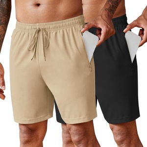 image:imageCOOFANDY Mens 2 Pack Workout Gym Shorts 7 Inch  5 Inch Athletic Shorts Lightweight Casual Jogger Short with Zipper PocketsKhaki  Black