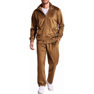 image:imageCOOFANDY Mens 2 Piece Velour Tracksuit Full Zip Jackets Pants Velvet Jogging Suits Sweatsuit SetBrown