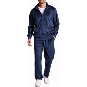image:imageCOOFANDY Mens 2 Piece Velour Tracksuit Full Zip Jackets Pants Velvet Jogging Suits Sweatsuit SetNavy
