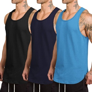 image:imageCOOFANDY Mens 3 Pack Quick Dry Workout Tank Top Gym Muscle Tee Fitness Bodybuilding Sleeveless T ShirtBlack Navy Blue Blue