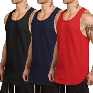 image:imageCOOFANDY Mens 3 Pack Quick Dry Workout Tank Top Gym Muscle Tee Fitness Bodybuilding Sleeveless T ShirtBlackRedNavy Blue