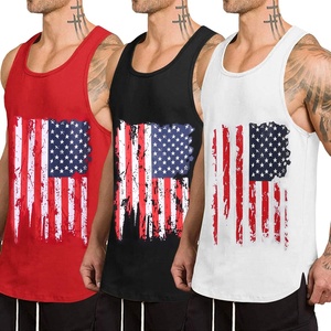 image:imageCOOFANDY Mens 3 Pack Quick Dry Workout Tank Top Gym Muscle Tee Fitness Bodybuilding Sleeveless T ShirtFlagblackRedWhite