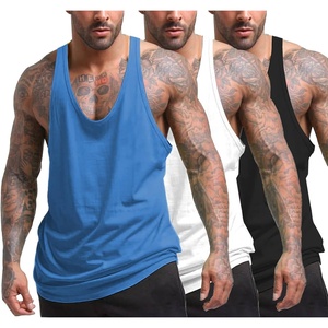 image:imageCOOFANDY Mens 3 Pack Tank Tops Gym Workout Shirt YBack Sleeveless Muscle Fitness Bodybuilding Tank ShirtsBlackWhiteBlue