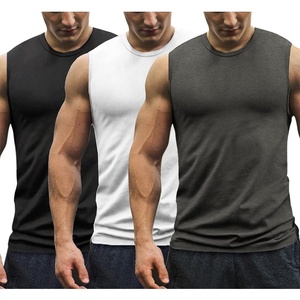 image:imageCOOFANDY Mens 3 Pack Workout Tank Tops Gym Muscle Tee Bodybuilding Fitness Sleeveless T ShirtsBlackWhiteDark Grey