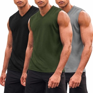 image:imageCOOFANDY Mens 3 Pack Workout Tank Tops Gym Sleeveless Shirts V Neck Bodybuilding Muscle Tee ShirtArmy GreenColour GreyBlack