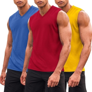 image:imageCOOFANDY Mens 3 Pack Workout Tank Tops Gym Sleeveless Shirts V Neck Bodybuilding Muscle Tee ShirtBlueRedYellow