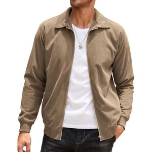 image:imageCOOFANDY Mens Casual Corduroy Jacket Lightweight Zip Up Vintage Jacket Collared Bomber JacketAkhaki
