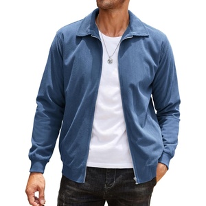 image:imageCOOFANDY Mens Casual Corduroy Jacket Lightweight Zip Up Vintage Jacket Collared Bomber JacketBlue