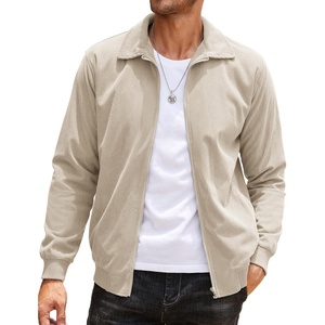 image:imageCOOFANDY Mens Casual Corduroy Jacket Lightweight Zip Up Vintage Jacket Collared Bomber JacketKhaki