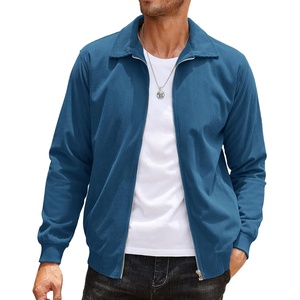 image:imageCOOFANDY Mens Casual Corduroy Jacket Lightweight Zip Up Vintage Jacket Collared Bomber JacketLake Blue