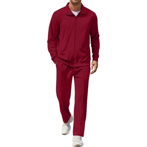 image:imageCOOFANDY Mens Casual Sweatsuit 2 Piece Athletic Full Zip Tracksuit Jacquard Jogging Set Fashion Jackets And Pants OutfitRed