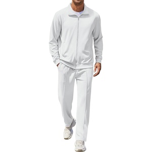 image:imageCOOFANDY Mens Casual Sweatsuit 2 Piece Athletic Full Zip Tracksuit Jacquard Jogging Set Fashion Jackets And Pants OutfitWhite