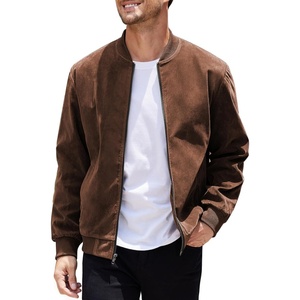 image:imageCOOFANDY Mens Casual Varsity Jacket Vintage Lightweight Suede Bomber JacketsBrown