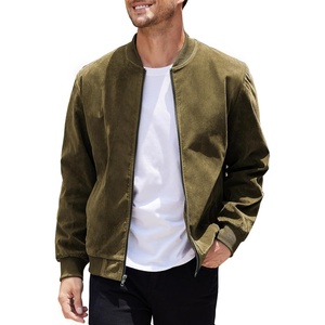 image:imageCOOFANDY Mens Casual Varsity Jacket Vintage Lightweight Suede Bomber JacketsGreen