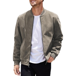 image:imageCOOFANDY Mens Casual Varsity Jacket Vintage Lightweight Suede Bomber JacketsGrey