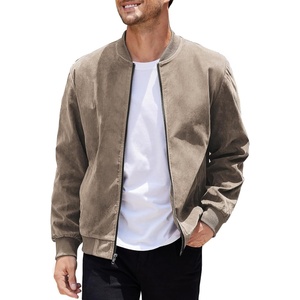 image:imageCOOFANDY Mens Casual Varsity Jacket Vintage Lightweight Suede Bomber JacketsKhaki
