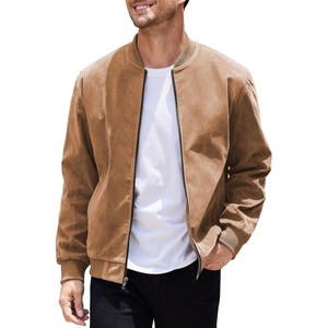 image:imageCOOFANDY Mens Casual Varsity Jacket Vintage Lightweight Suede Bomber JacketsLight Tan
